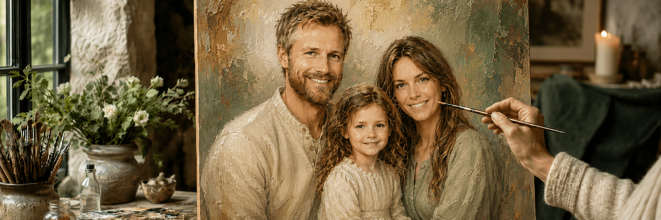 Bespoke hand-painted portraits on canvas 
